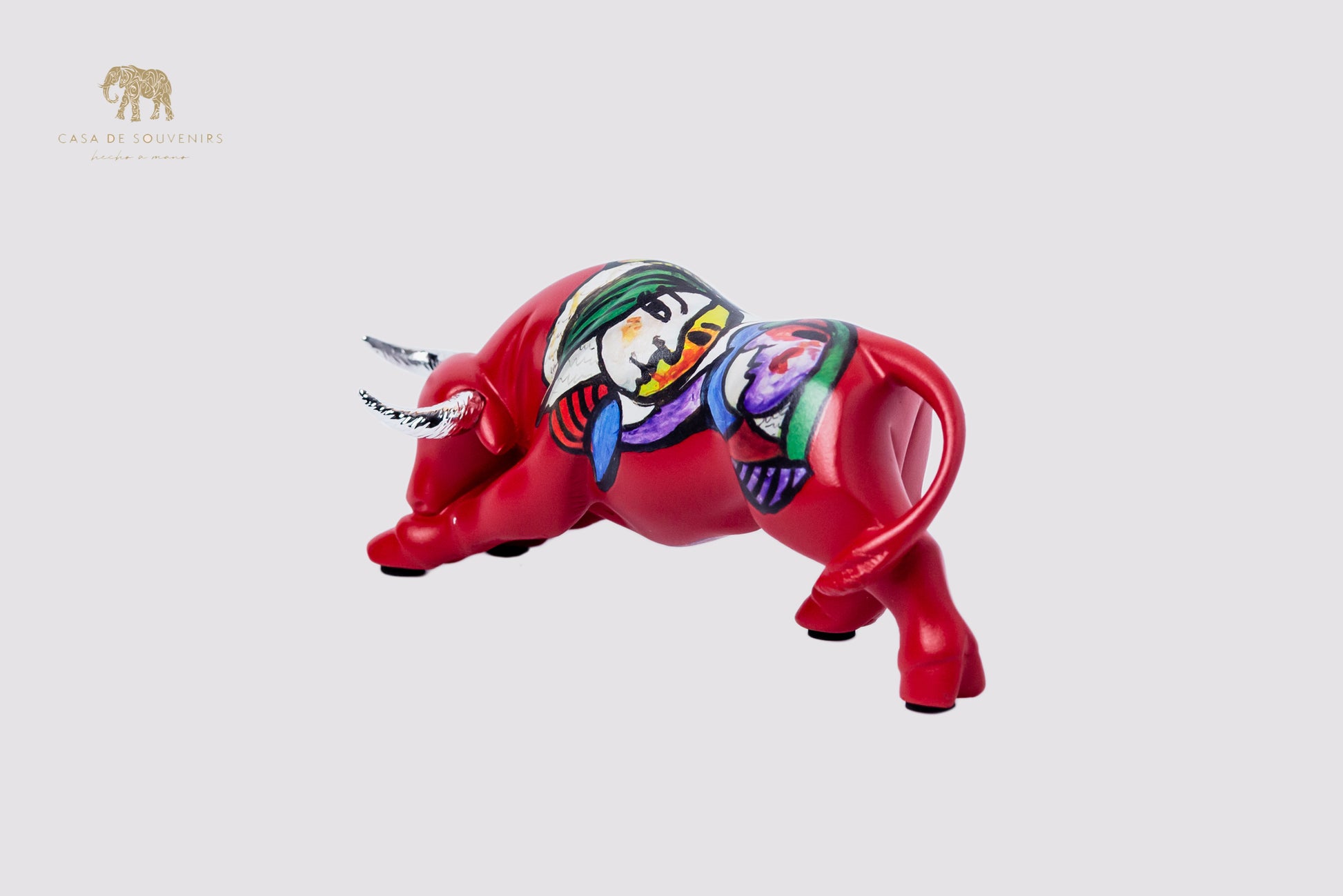 Red Handmade And Hand Painted Bull With Picasso Design One Of The Best Products In Spain 14,5 * 7 cm