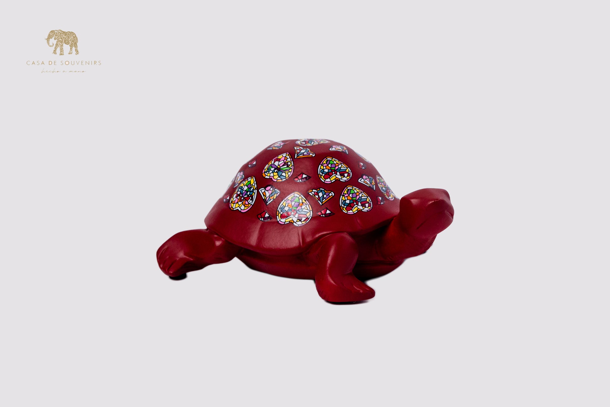 Red Handmade And Hand Painted Turtle With Flowers Design One Of The Best Products In Spain.