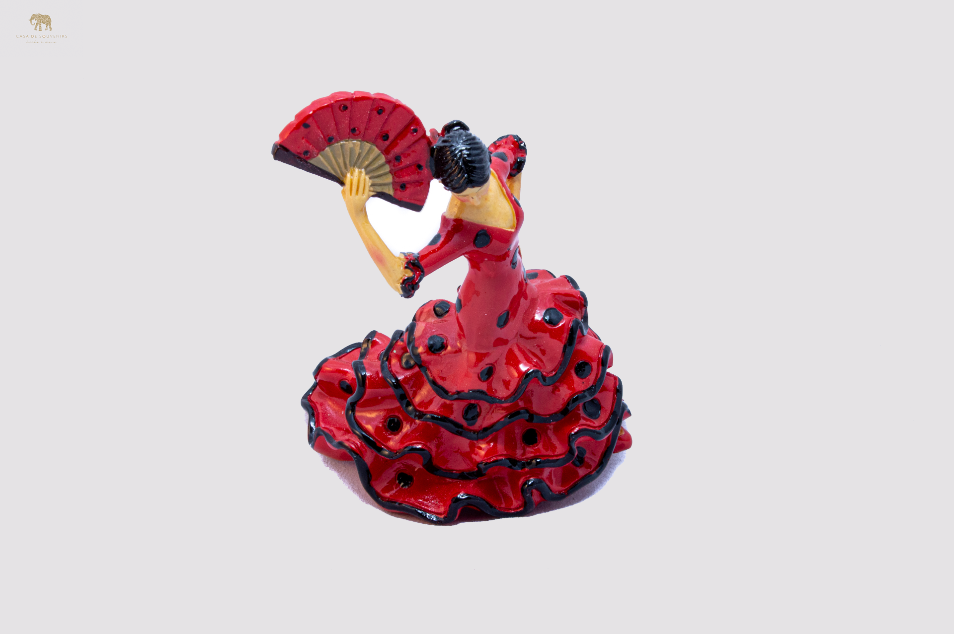 Spanish Red flamenco dancer With Fan, Figurine hand painted and handmade in Spain.