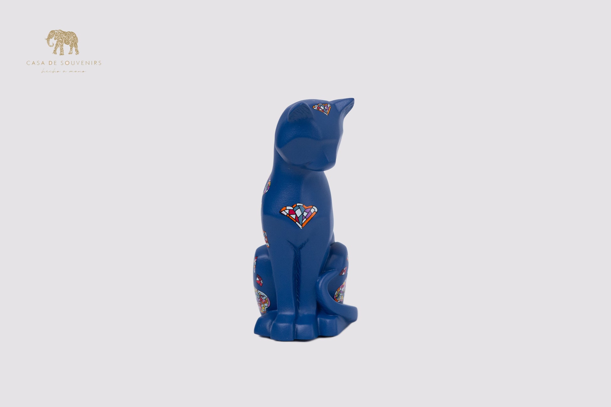 Blue Cat Handmade And Hand Painted With Flowers Design One Of The Best Products In Spain.