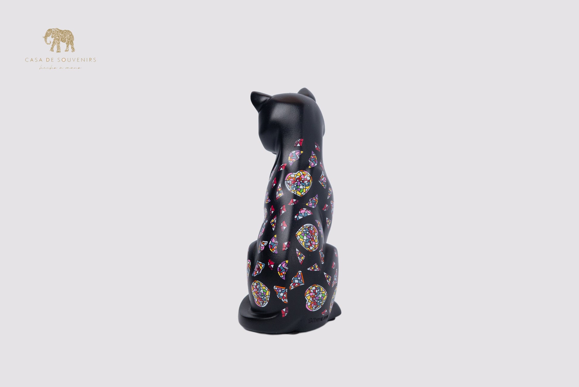 Black Cat Handmade And Hand Painted With Flowers Design One Of The Best Products In Spain.