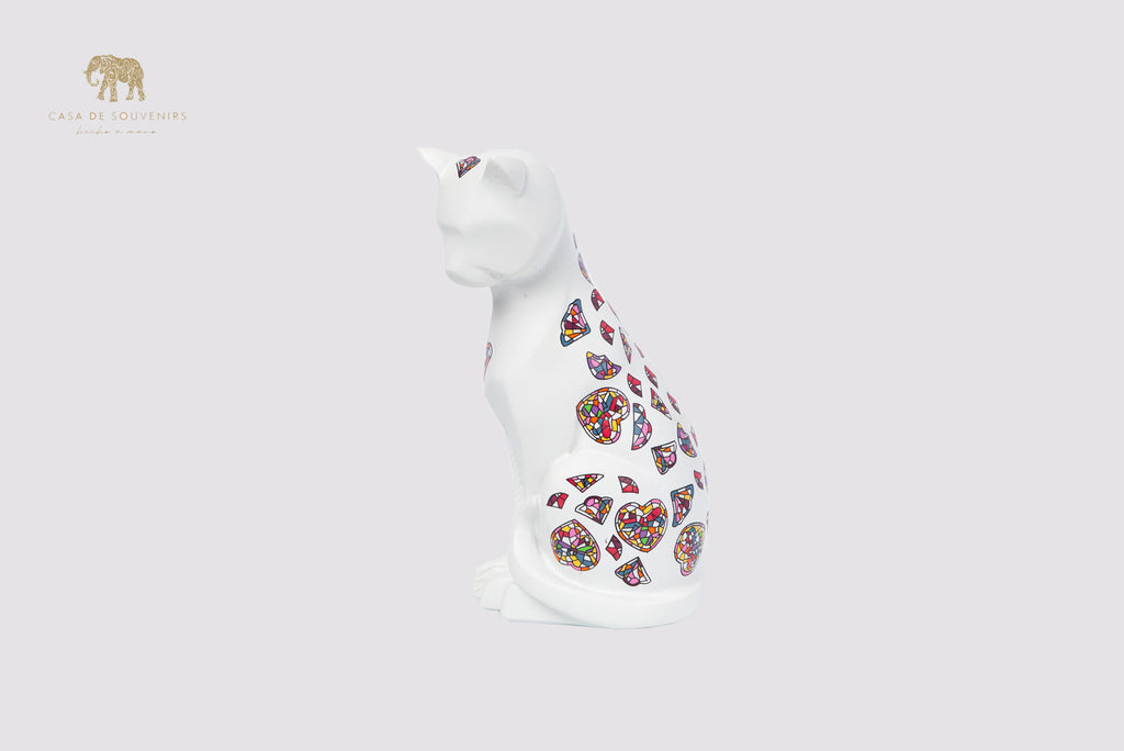 White Cat Handmade And Hand Painted With Flowers Design One Of The Best Products In Spain.