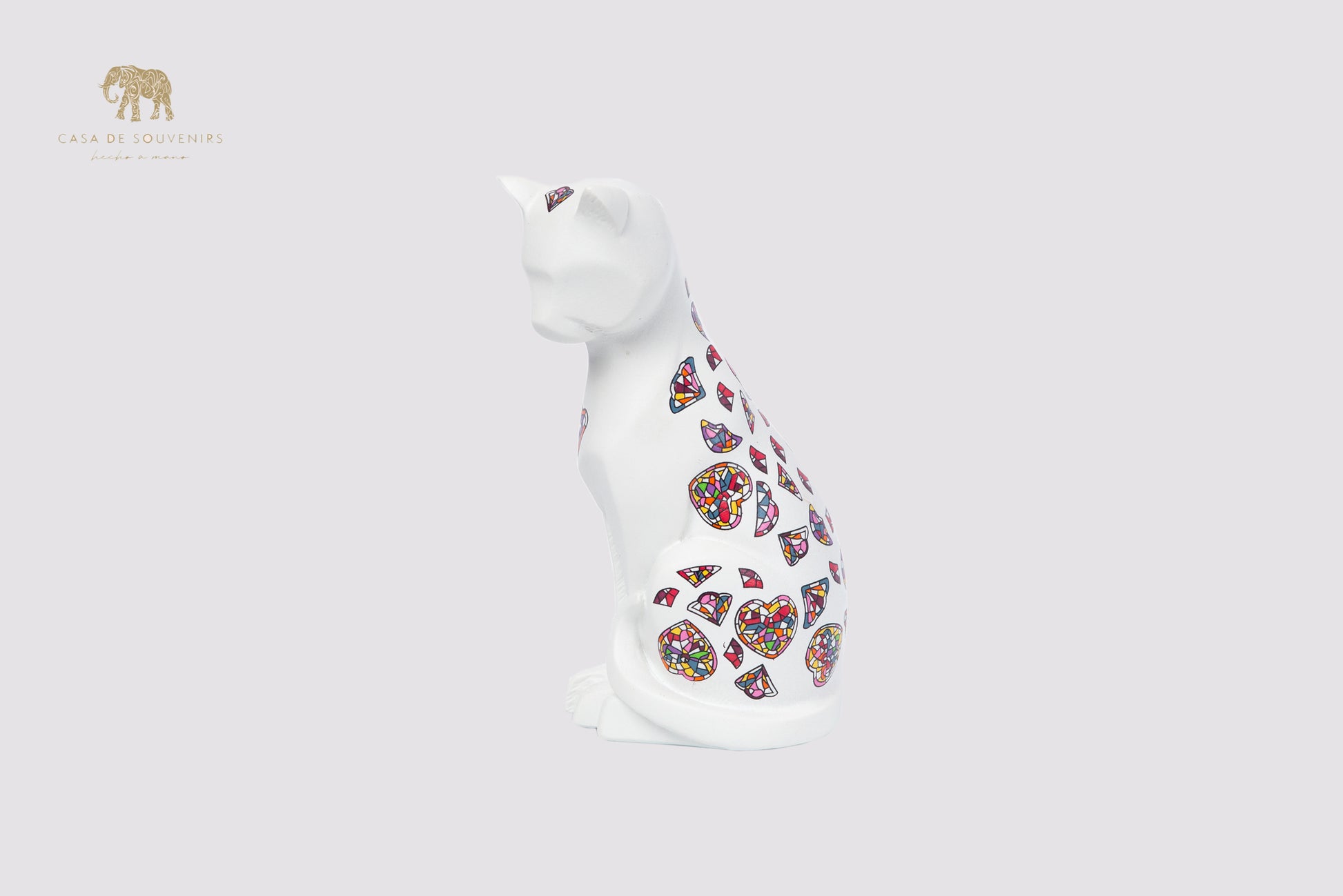 White Cat Handmade And Hand Painted With Flowers Design One Of The Best Products In Spain.