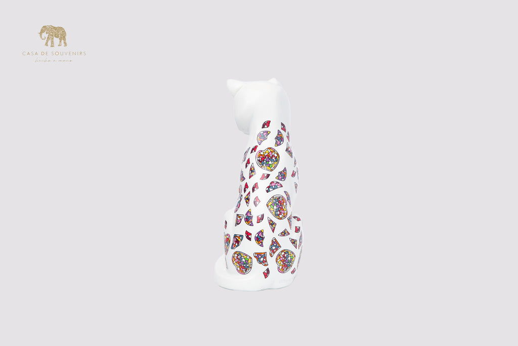 White Cat Handmade And Hand Painted With Flowers Design One Of The Best Products In Spain.