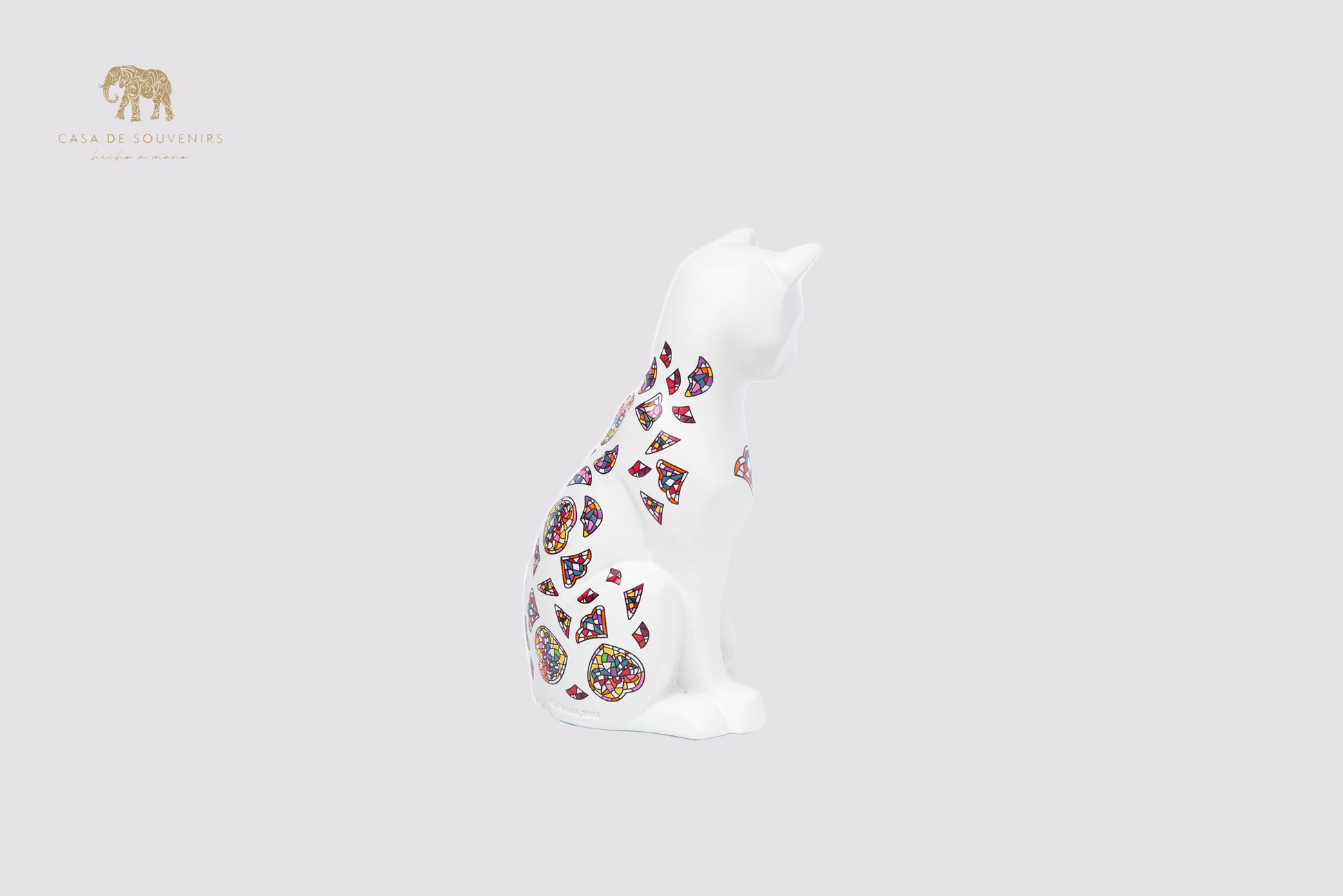 White Cat Handmade And Hand Painted With Flowers Design One Of The Best Products In Spain.