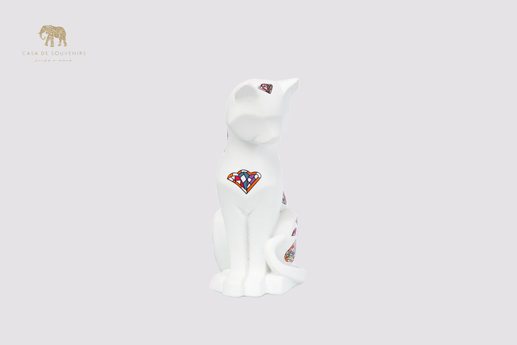 White Cat Handmade And Hand Painted With Flowers Design One Of The Best Products In Spain.
