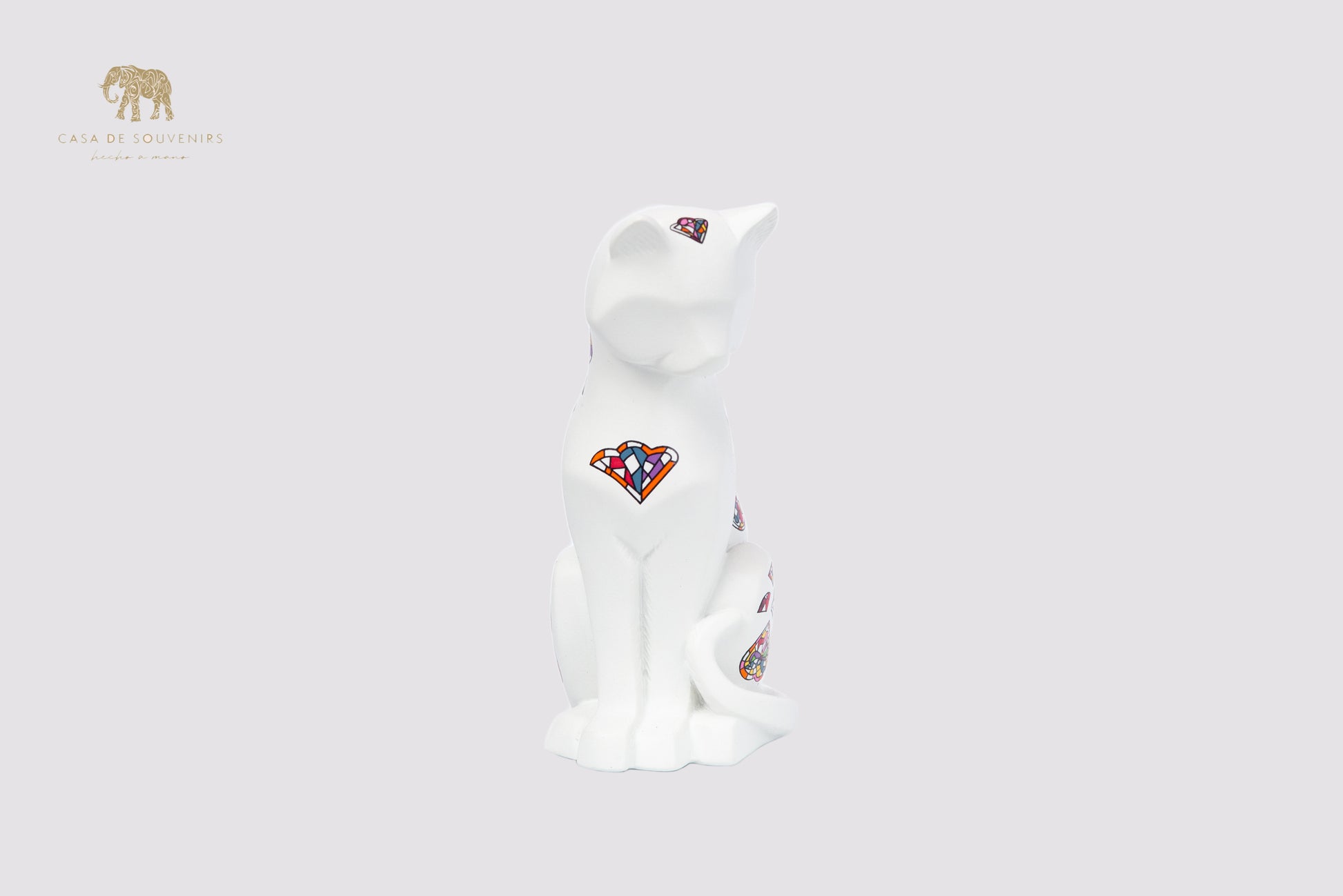 White Cat Handmade And Hand Painted With Flowers Design One Of The Best Products In Spain.