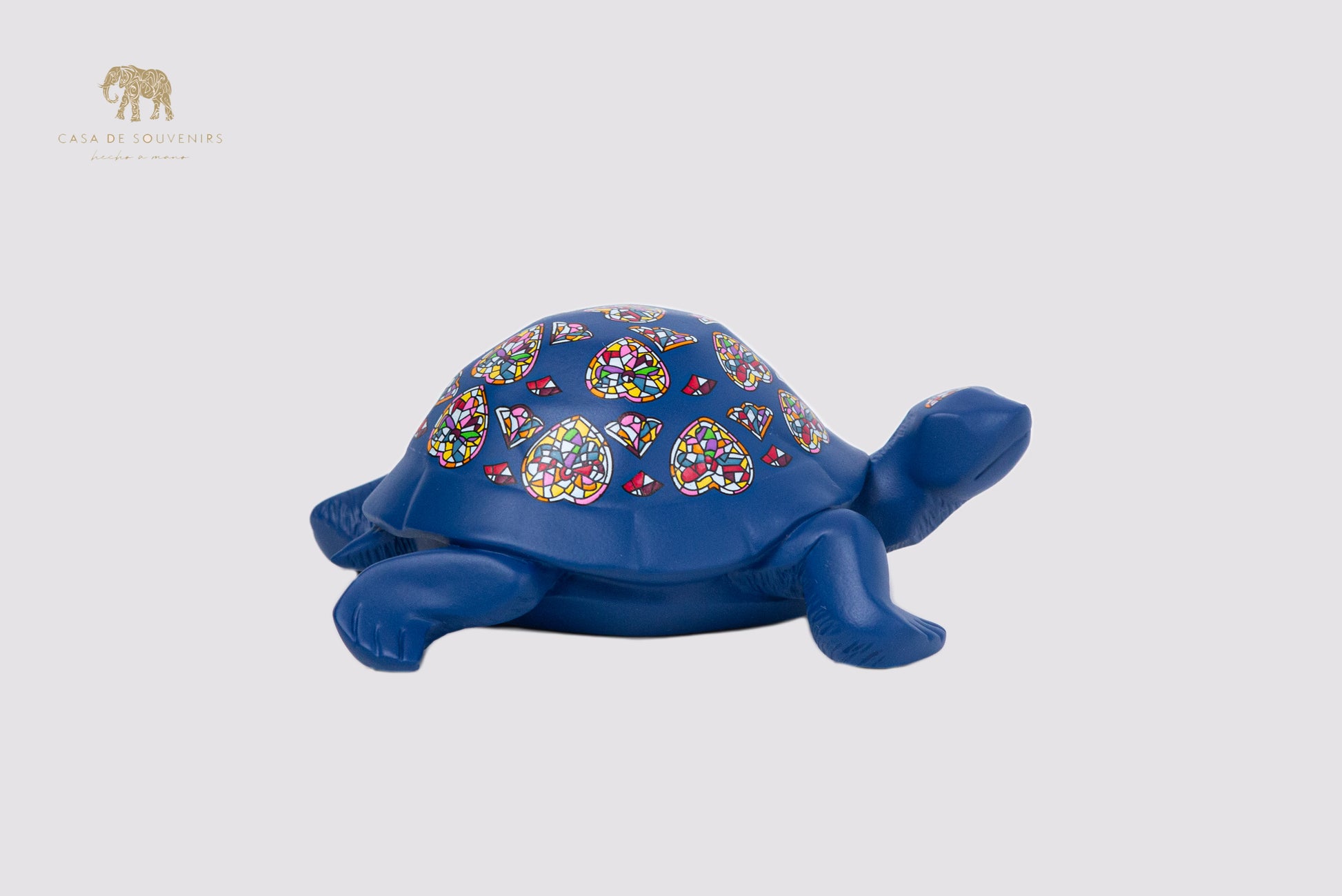 Blue Turtle Handmade And Hand Painted With Flowers Design One Of The Best Products In Spain.