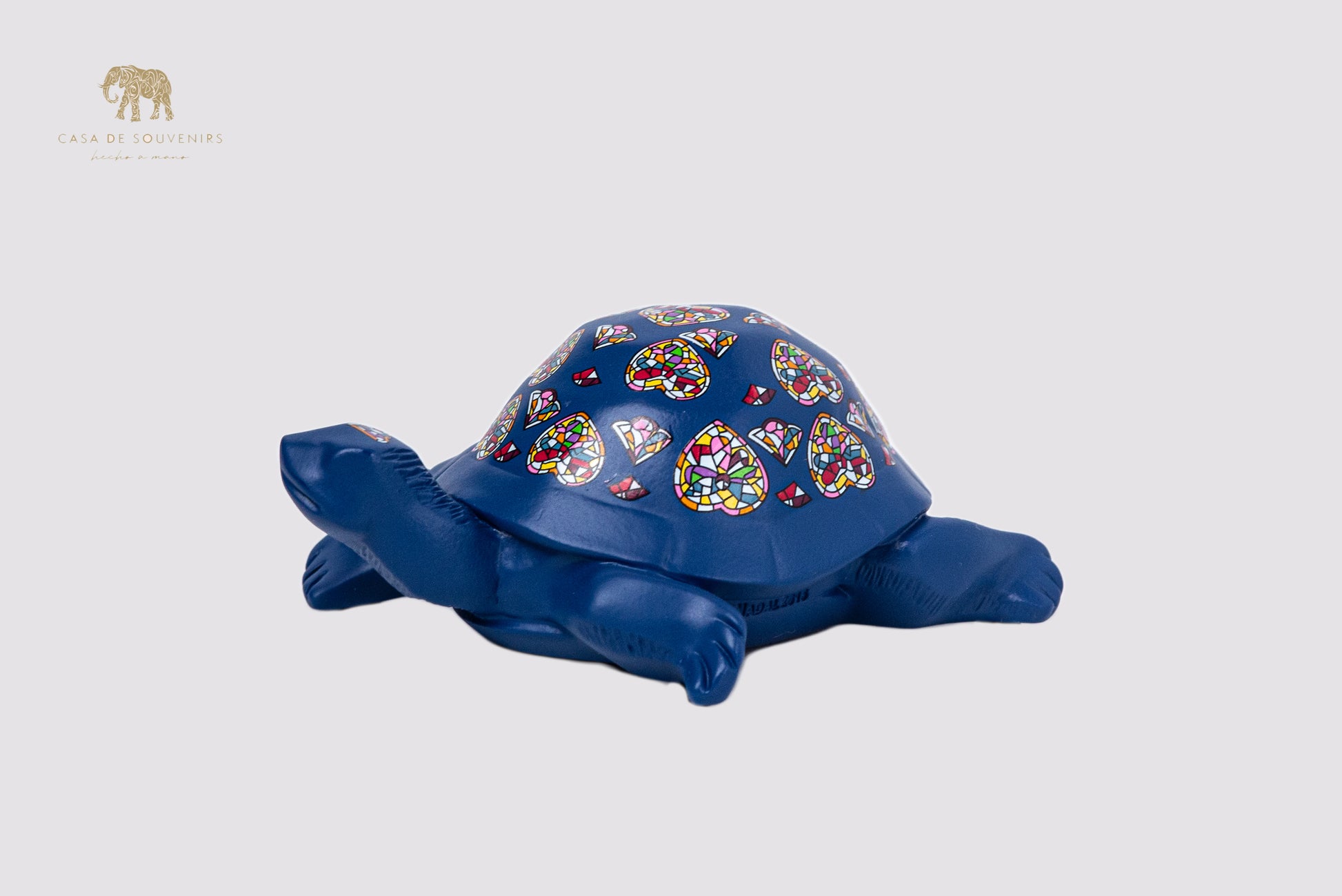 Blue Turtle Handmade And Hand Painted With Flowers Design One Of The Best Products In Spain.