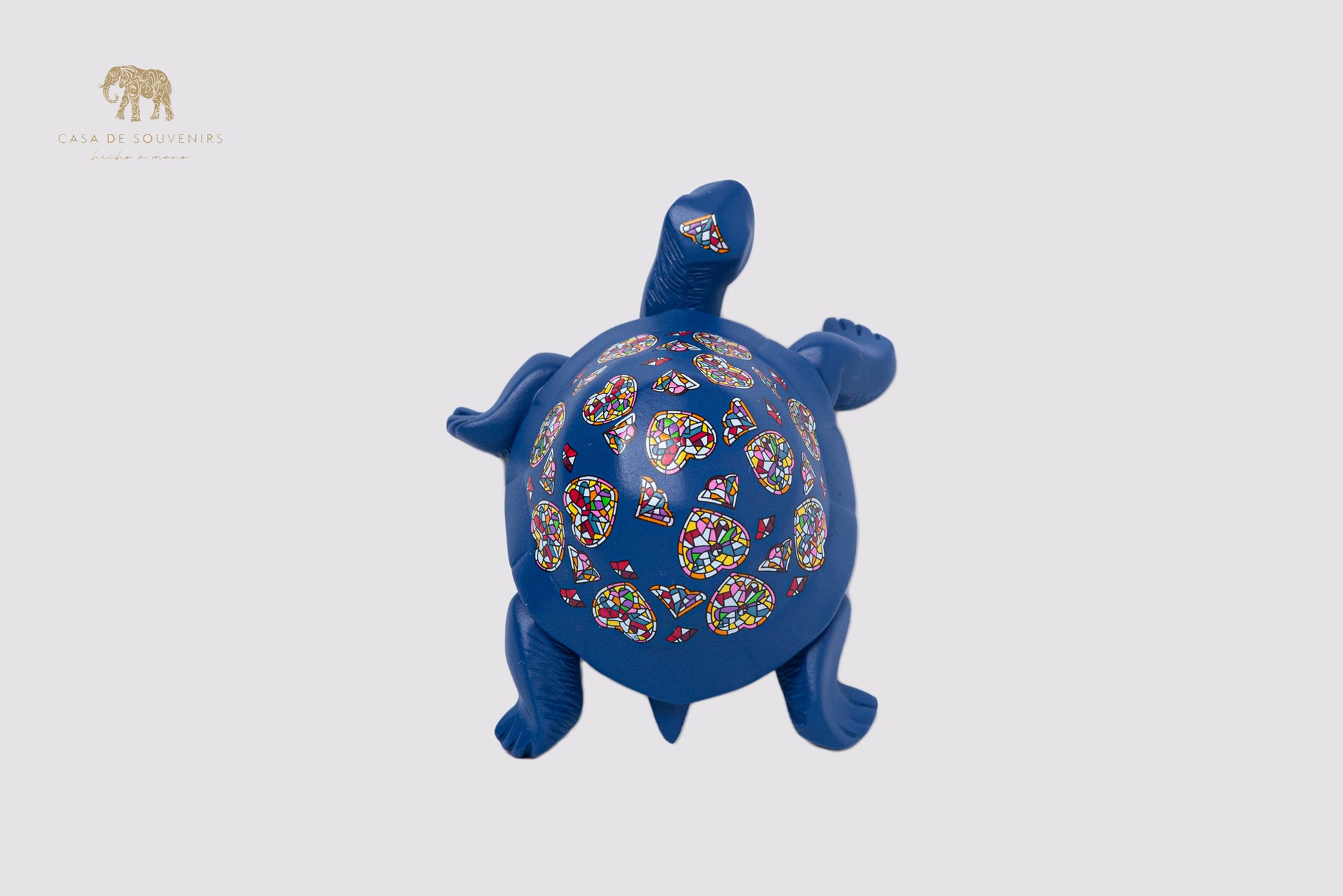 Blue Turtle Handmade And Hand Painted With Flowers Design One Of The Best Products In Spain.