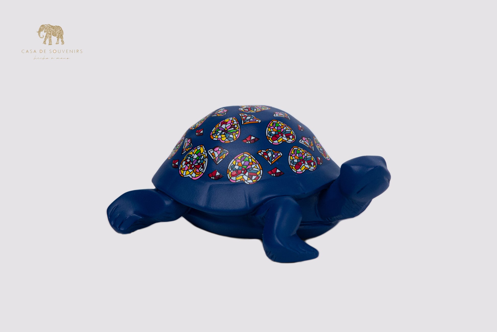 Blue Turtle Handmade And Hand Painted With Flowers Design One Of The Best Products In Spain.
