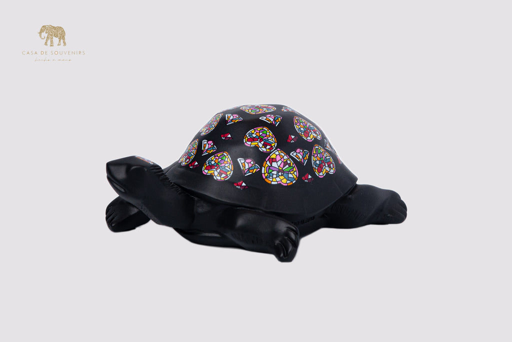 Black Turtle Handmade And Hand Painted With Flowers Design One Of The Best Products In Spain.