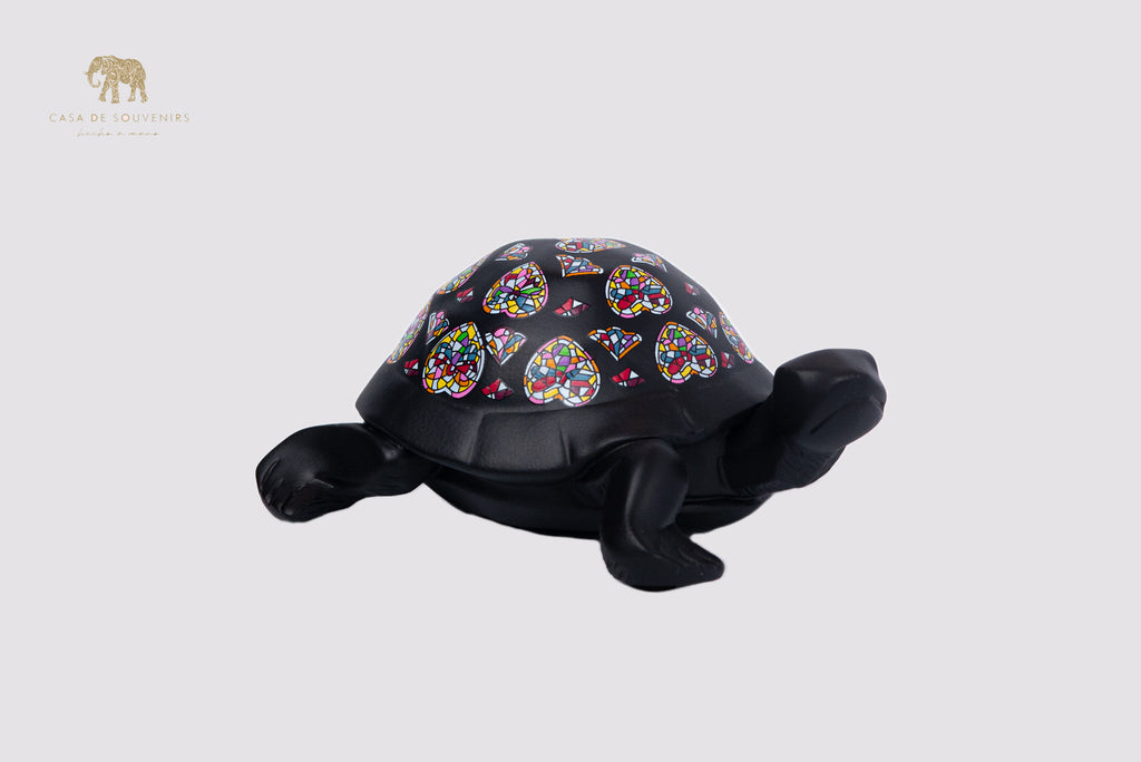 Black Turtle Handmade And Hand Painted With Flowers Design One Of The Best Products In Spain.