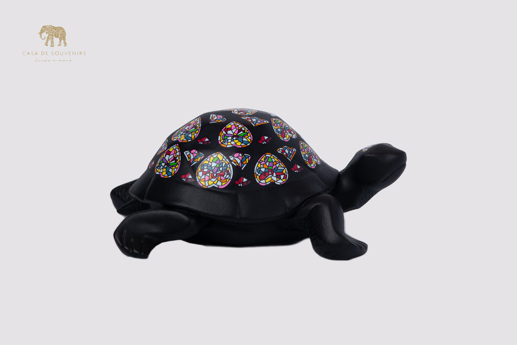 Black Turtle Handmade And Hand Painted With Flowers Design One Of The Best Products In Spain.