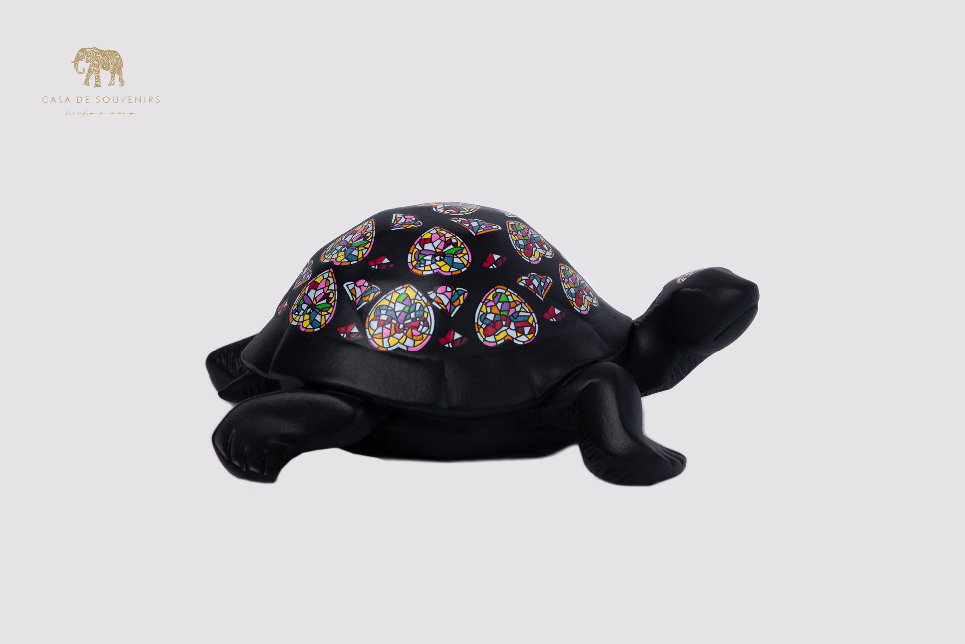 Black Turtle Handmade And Hand Painted With Flowers Design One Of The Best Products In Spain.