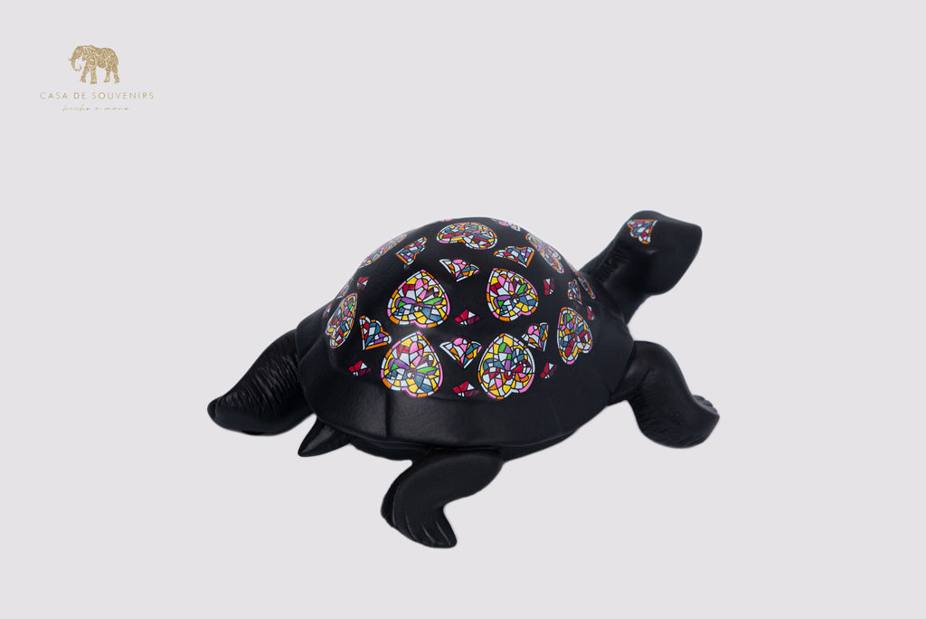 Black Turtle Handmade And Hand Painted With Flowers Design One Of The Best Products In Spain.