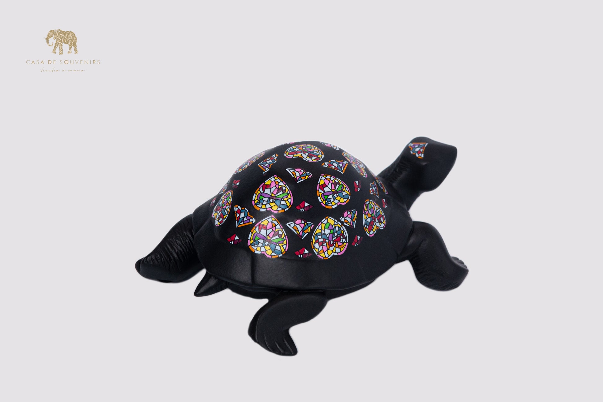 Black Turtle Handmade And Hand Painted With Flowers Design One Of The Best Products In Spain.