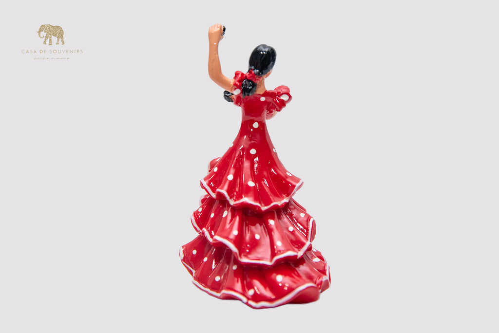 Spanish Red flamenco dancer With Castanets, Figurine hand painted and handmade in Spain.