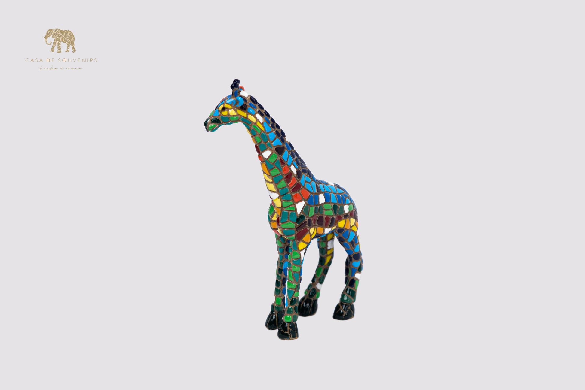 Mix Colours Mosaic Giraffe statue made with marble dust and with enamel. It's the best collection in Spain.