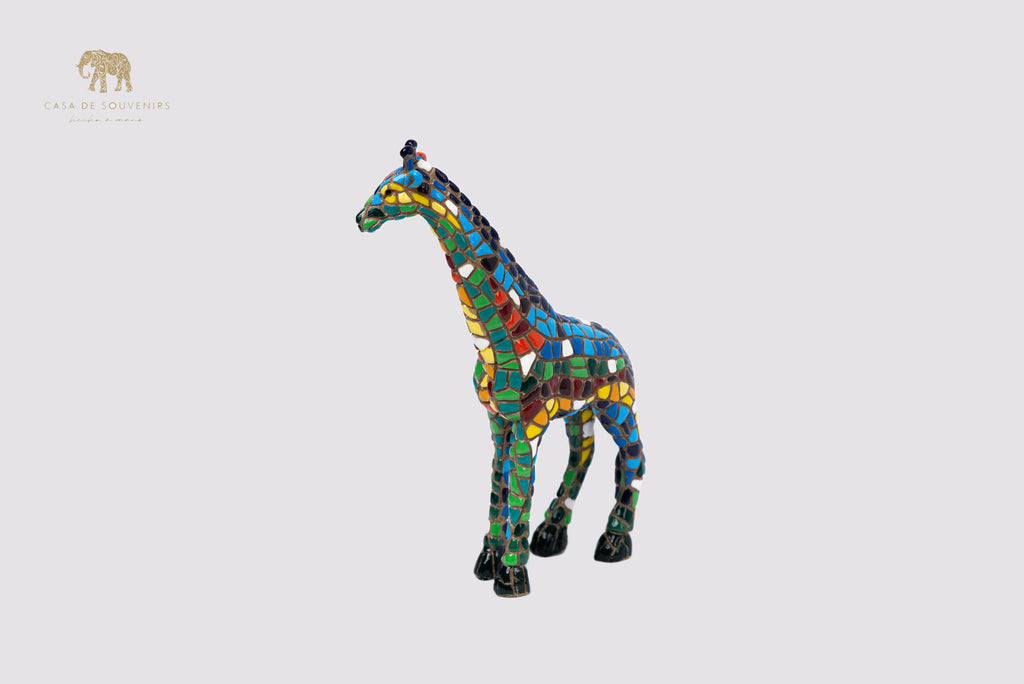Mix Colours Mosaic Giraffe statue made with marble dust and with enamel. It's the best collection in Spain.