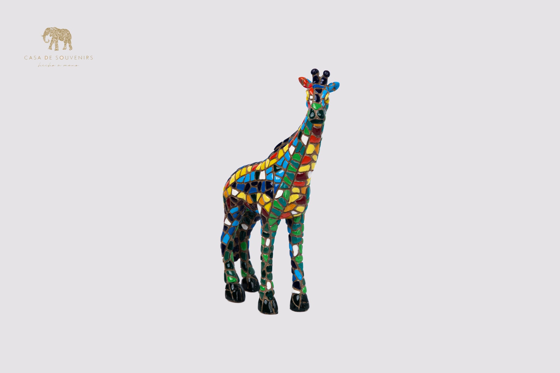 Mix Colours Mosaic Giraffe statue made with marble dust and with enamel. It's the best collection in Spain.