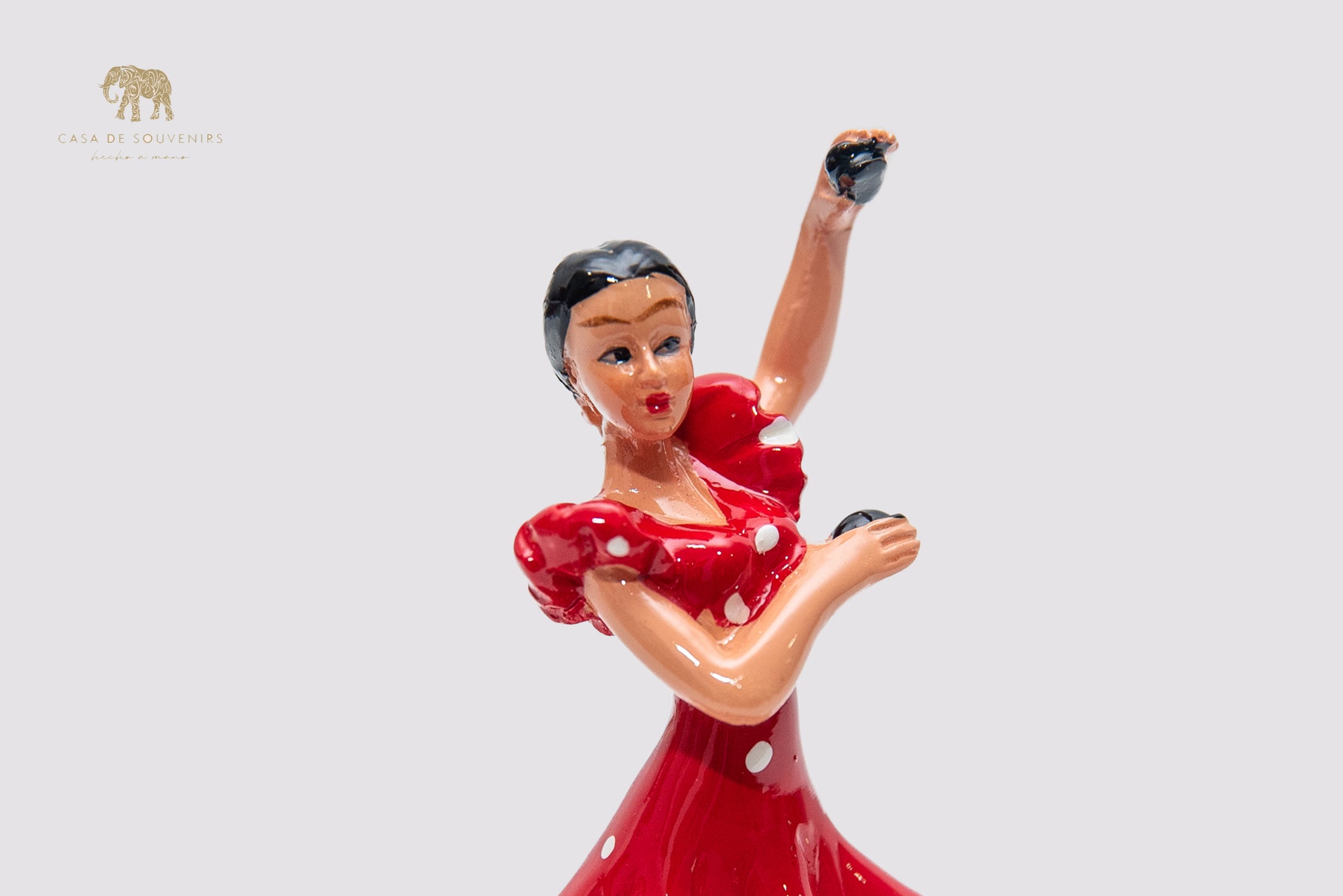 Spanish Red flamenco dancer With Castanets, Figurine hand painted and handmade in Spain.