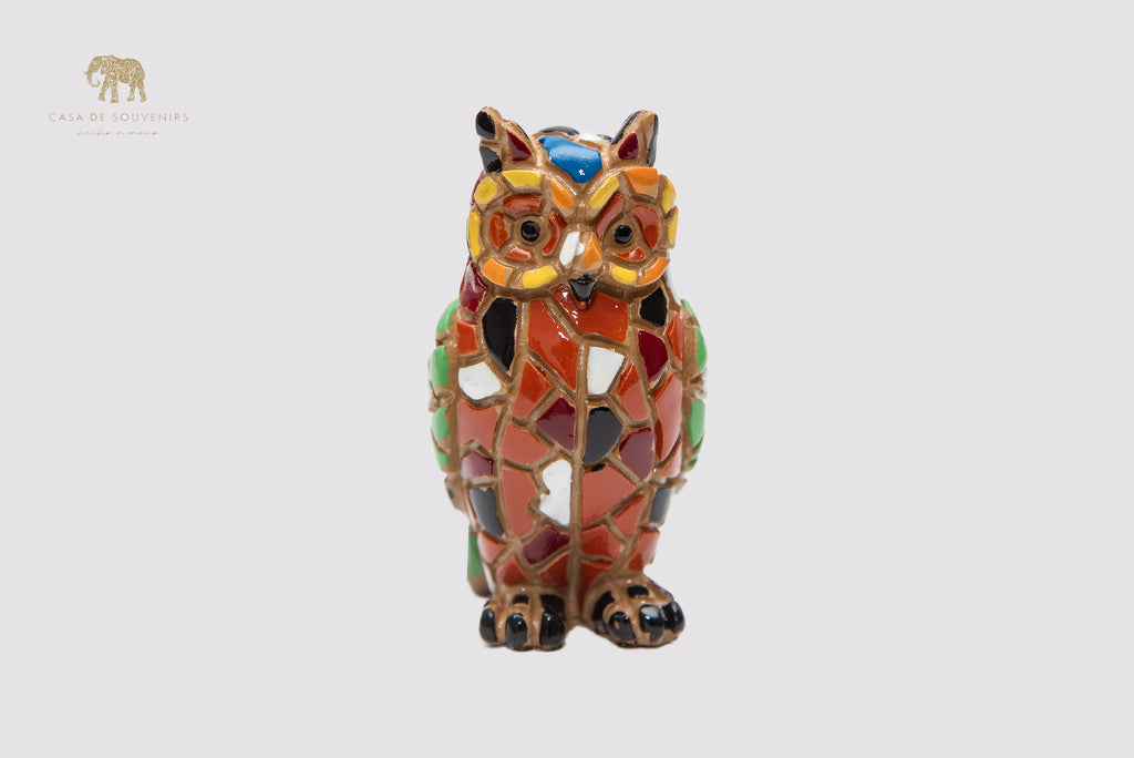 Mosaic Owl Statue With Beautiful Colors made with marble dust and with enamel. It's the best collection in Spain.