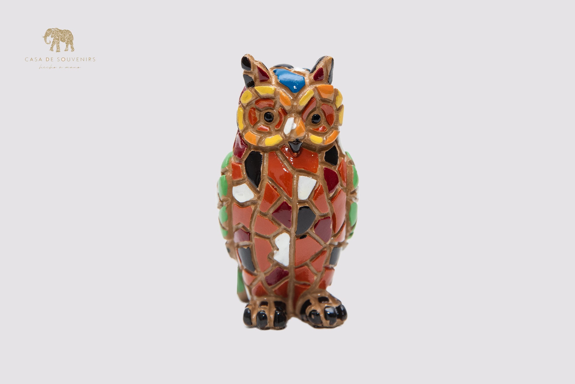 Mosaic Owl Statue With Beautiful Colors made with marble dust and with enamel. It's the best collection in Spain.