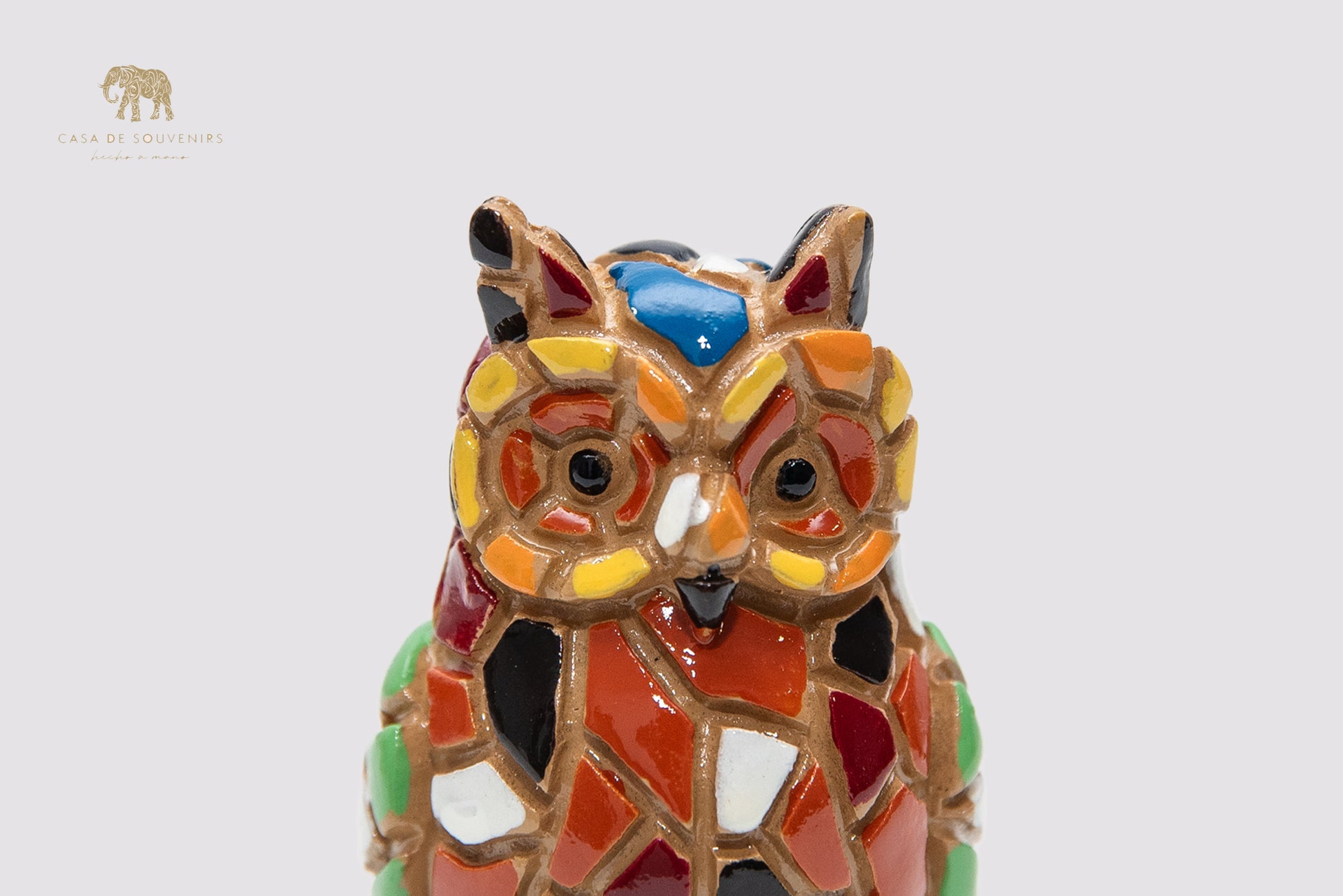 Mosaic Owl Statue With Beautiful Colors made with marble dust and with enamel. It's the best collection in Spain.