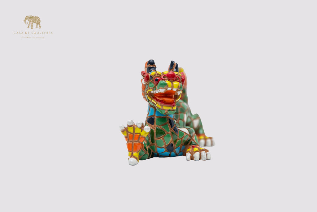 Mix Colors Mosaic Dragon statue made with marble dust and with enamel. It's the best collection in Spain.