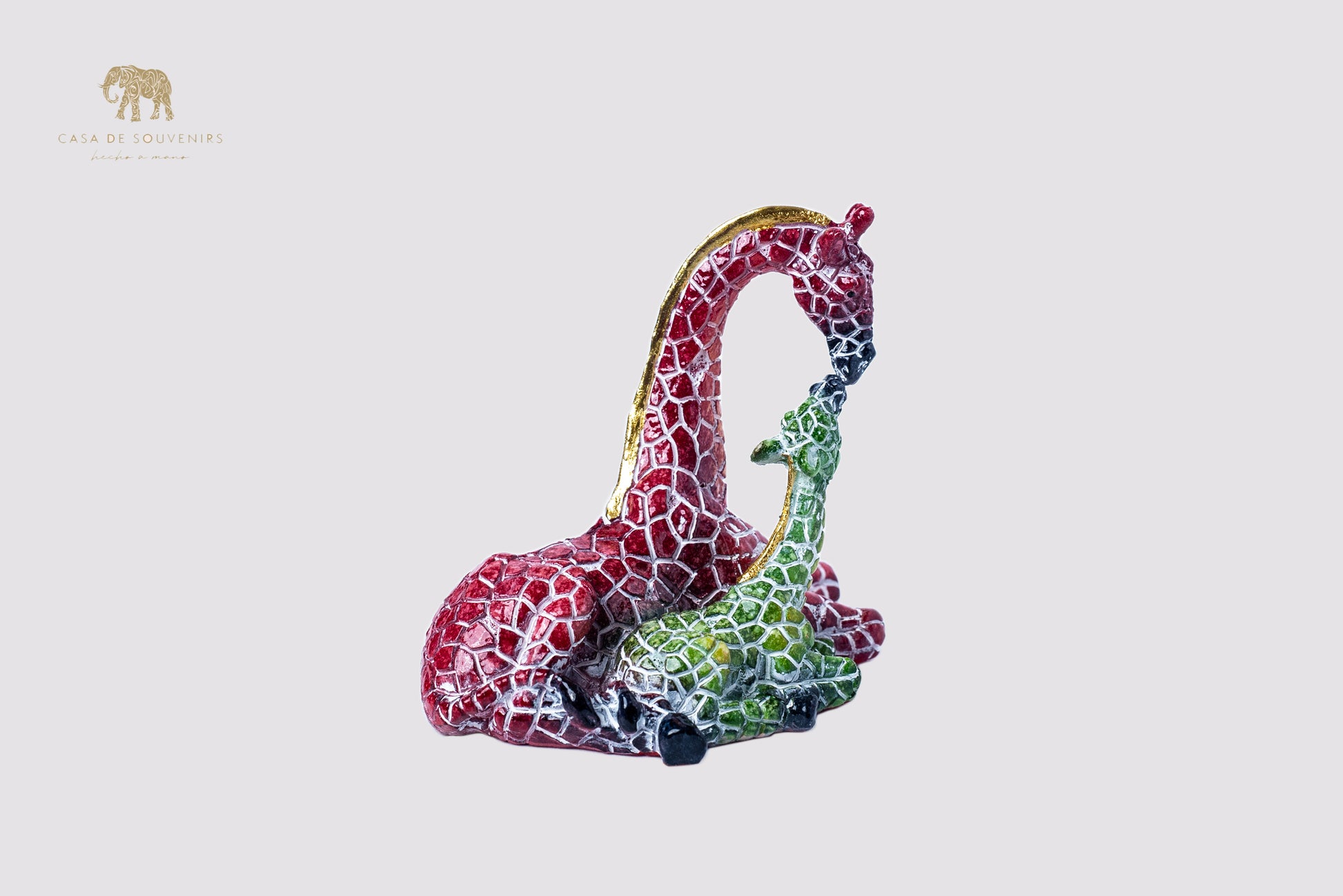 Couple giraffe Mix Colores statue made with marble dust and with enamel. It's the best collection in Spain.