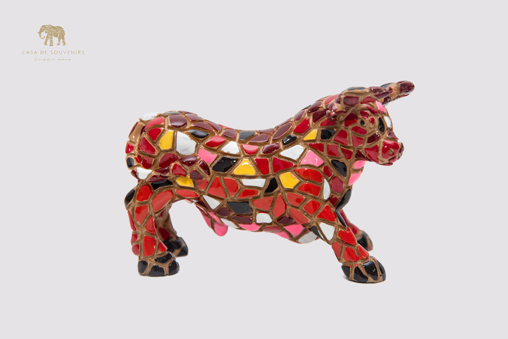 Mosaic Red Bull statue made with marble dust and with enamel. It's the best collection in Spain.