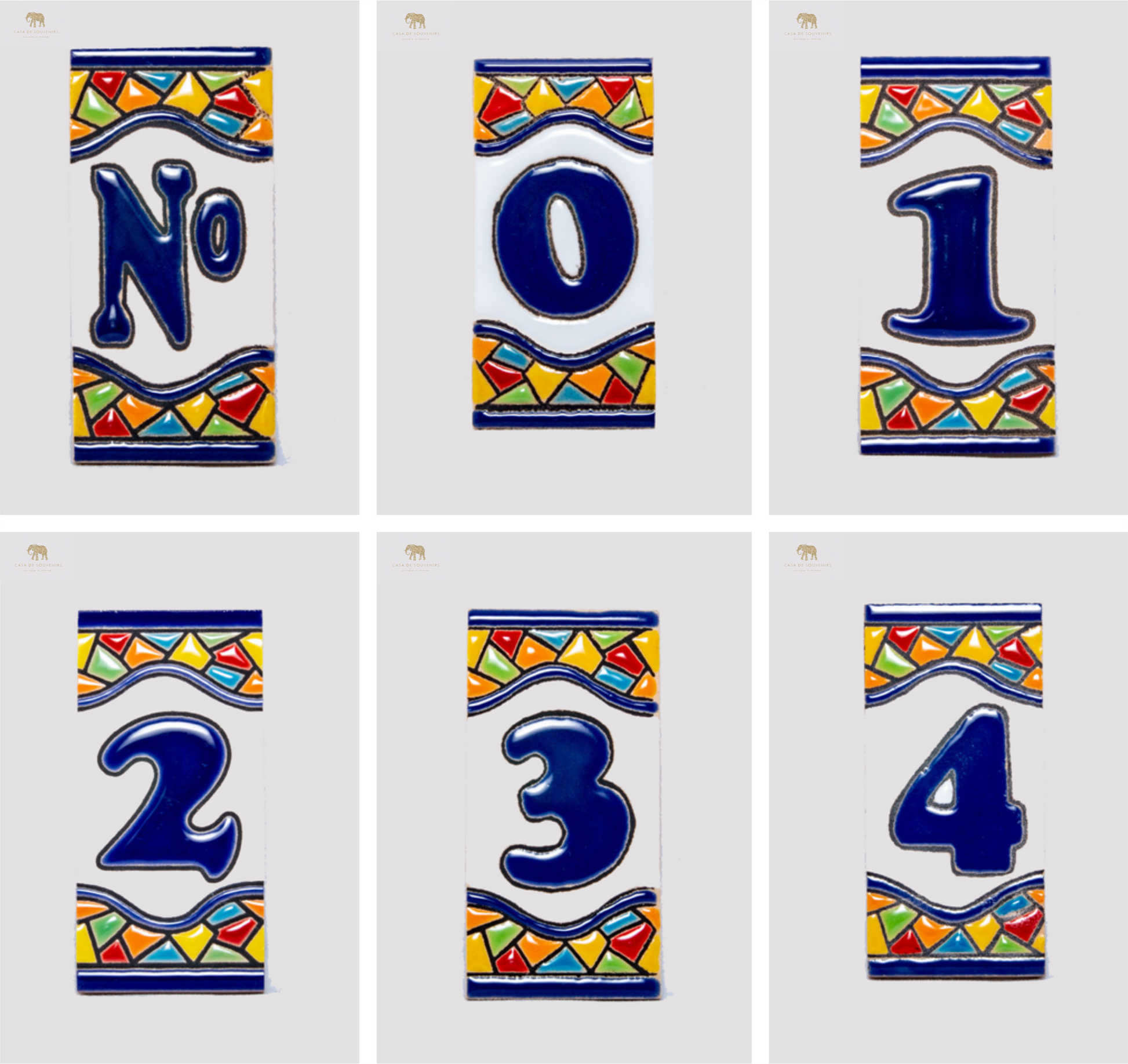 Ceramic number, handmade and painted in Spain