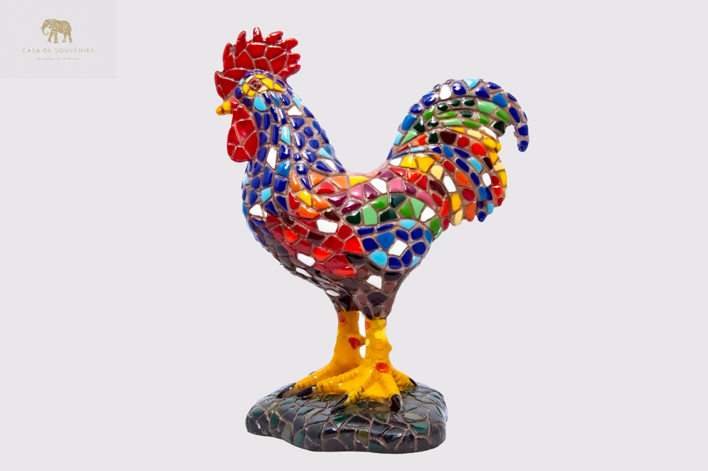 Mix Colors Rooster statue made with marble dust and with enamel. It's the best collection in Spain.