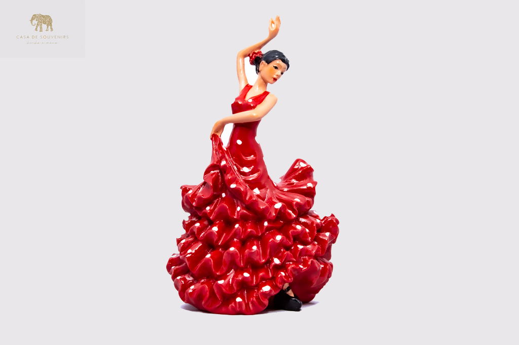 Spanish Red Flamenco Dancer, figurine hand painted and handmade in Spain.
