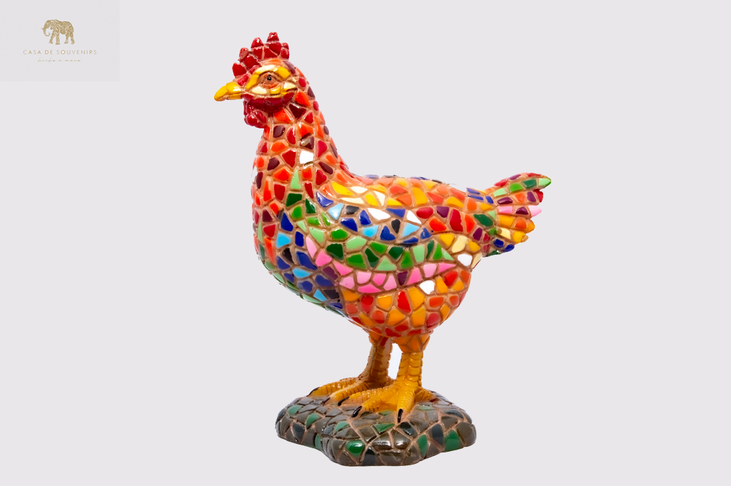 Mix Red Colores Rooster statue made with marble dust and with enamel. It's the best collection in Spain.