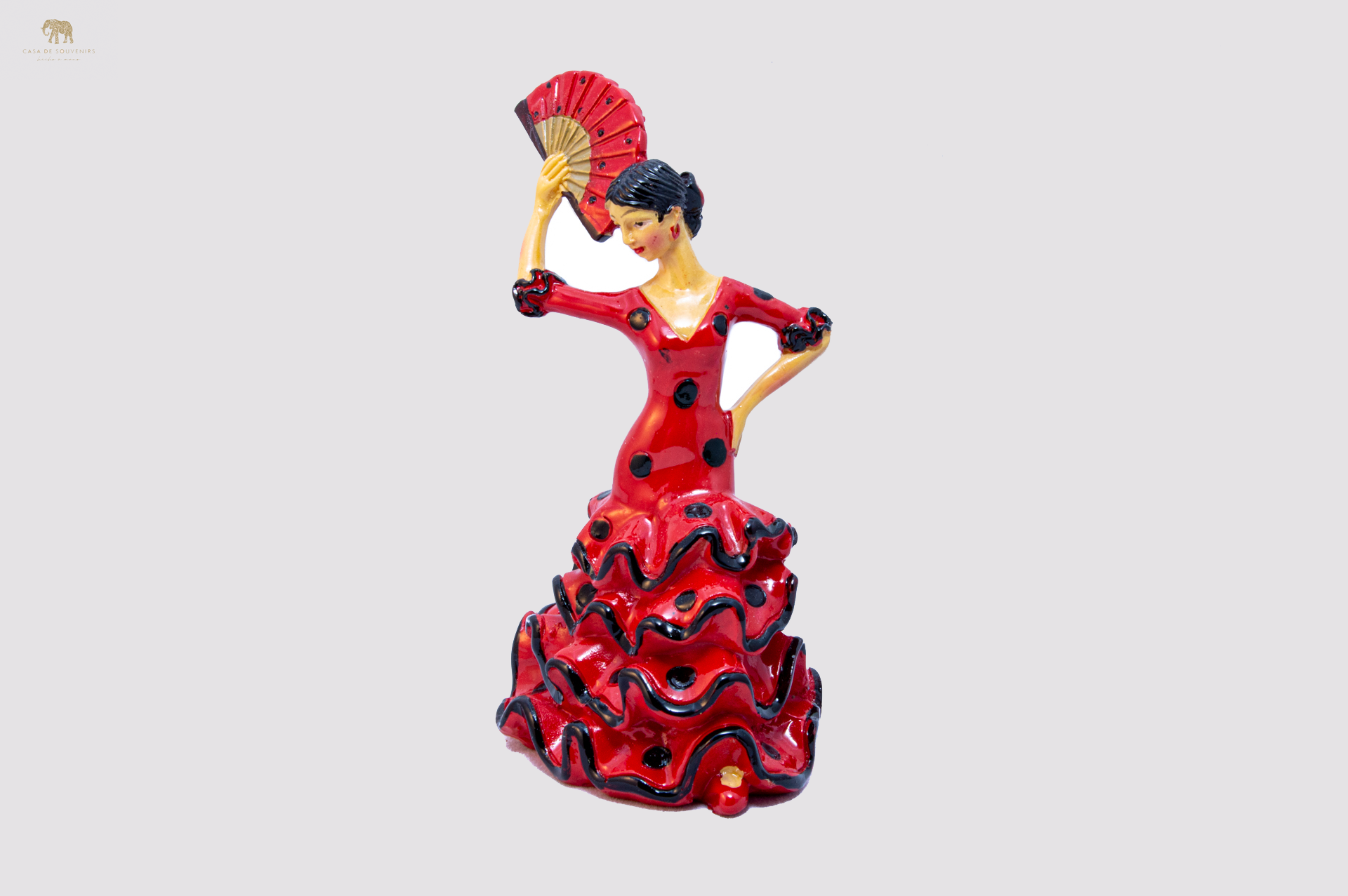 Spanish Red flamenco dancer With Fan, Figurine hand painted and handmade in Spain.