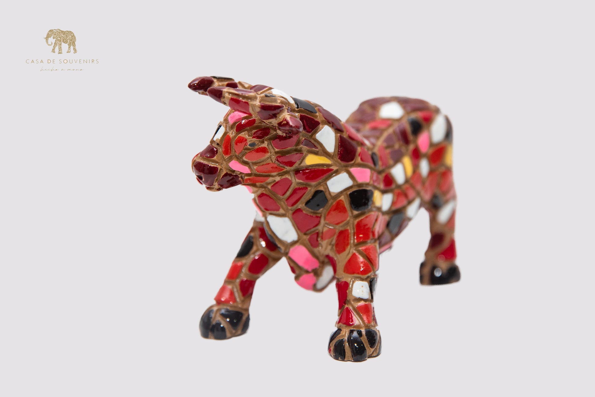 Mosaic Red Bull statue made with marble dust and with enamel. It's the best collection in Spain.