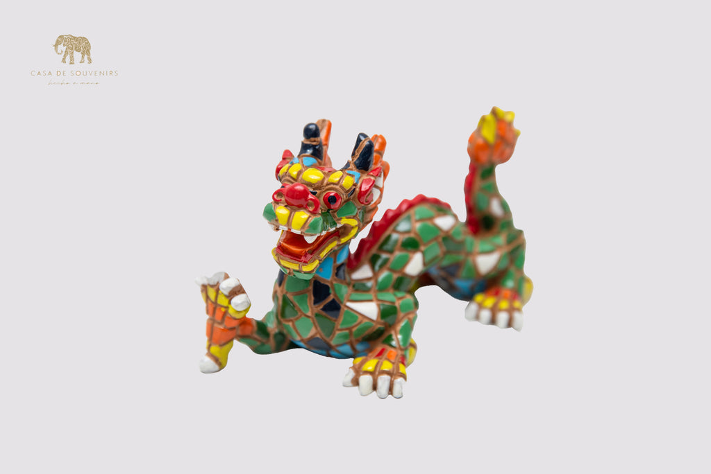 Mix Colors Mosaic Dragon statue made with marble dust and with enamel. It's the best collection in Spain.