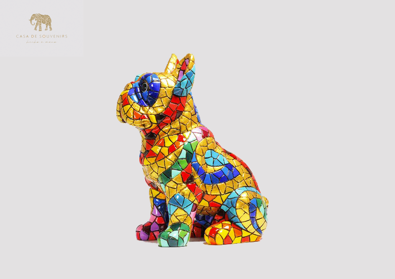 Golden Bulldog statue made with marble dust and with enamel. It's the best collection in Spain.