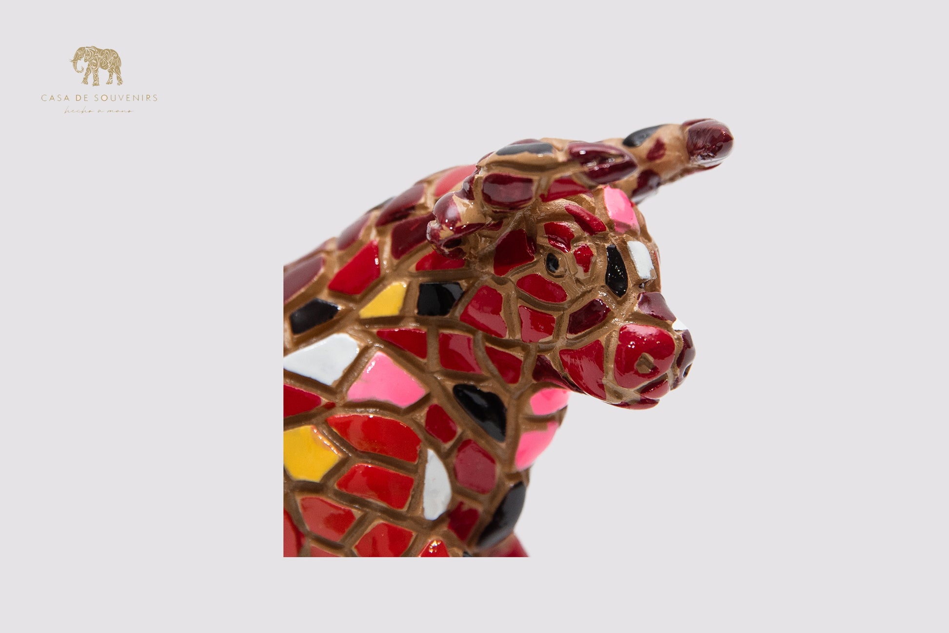 Mosaic Red Bull statue made with marble dust and with enamel. It's the best collection in Spain.