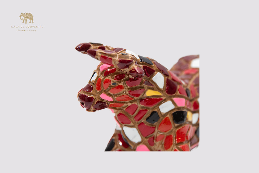 Mosaic Red Bull statue made with marble dust and with enamel. It's the best collection in Spain.