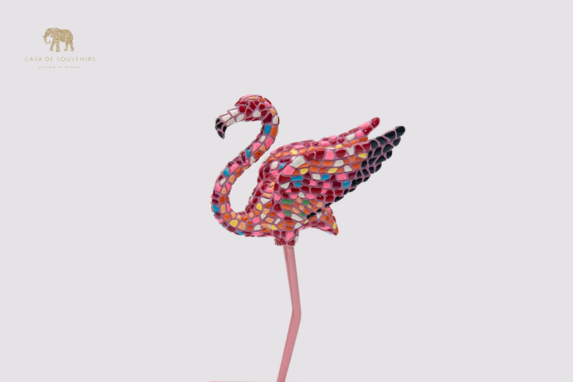 Mix Colors Pink Flamenco statue made with marble dust and with enamel. It's the best collection in Spain.