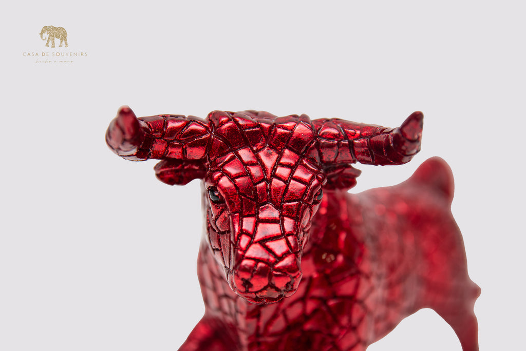 Mosaic Red Bull statue made with marble dust and with enamel. It's the best collection in Spain.