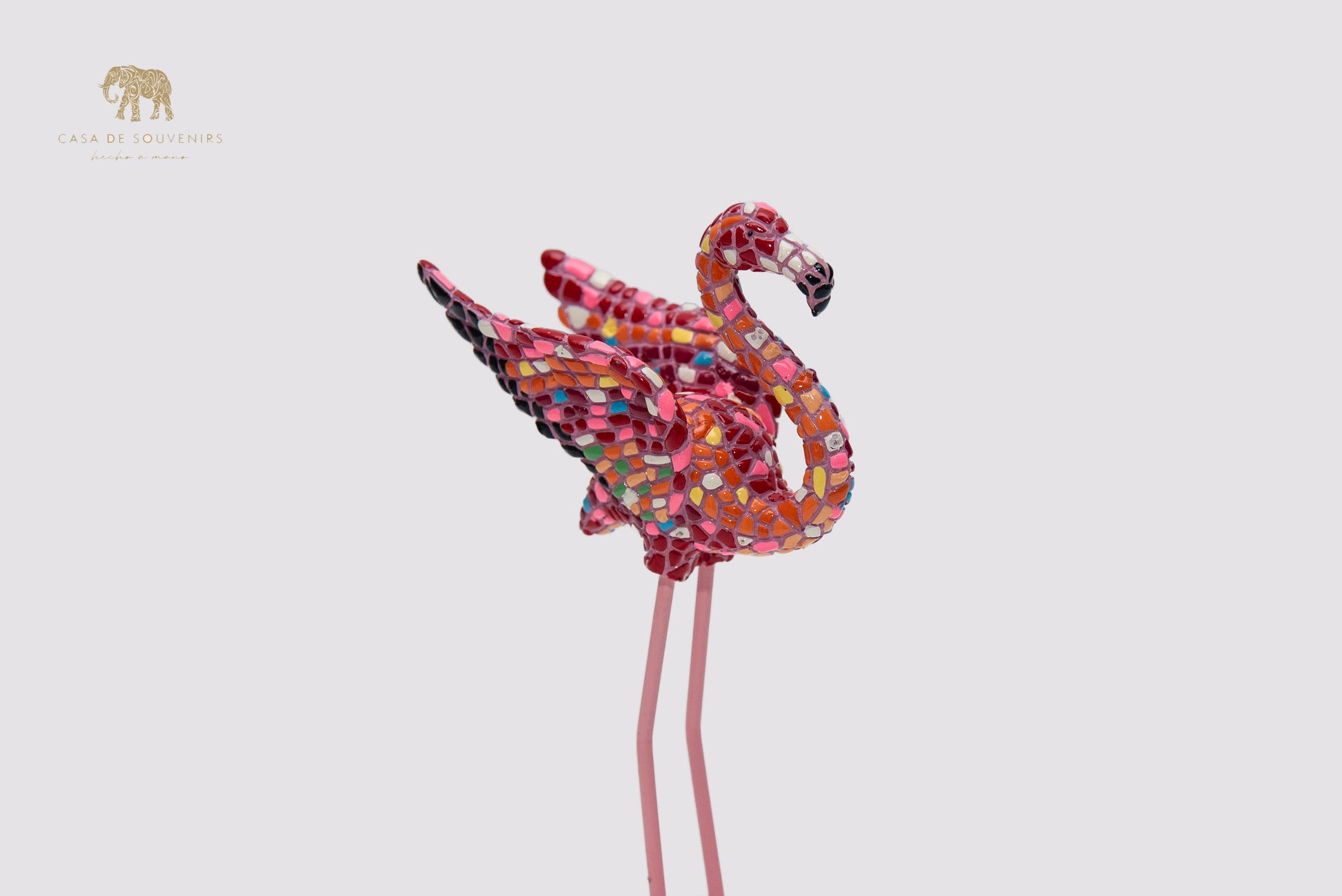 Mix Colors Pink Flamenco statue made with marble dust and with enamel. It's the best collection in Spain.