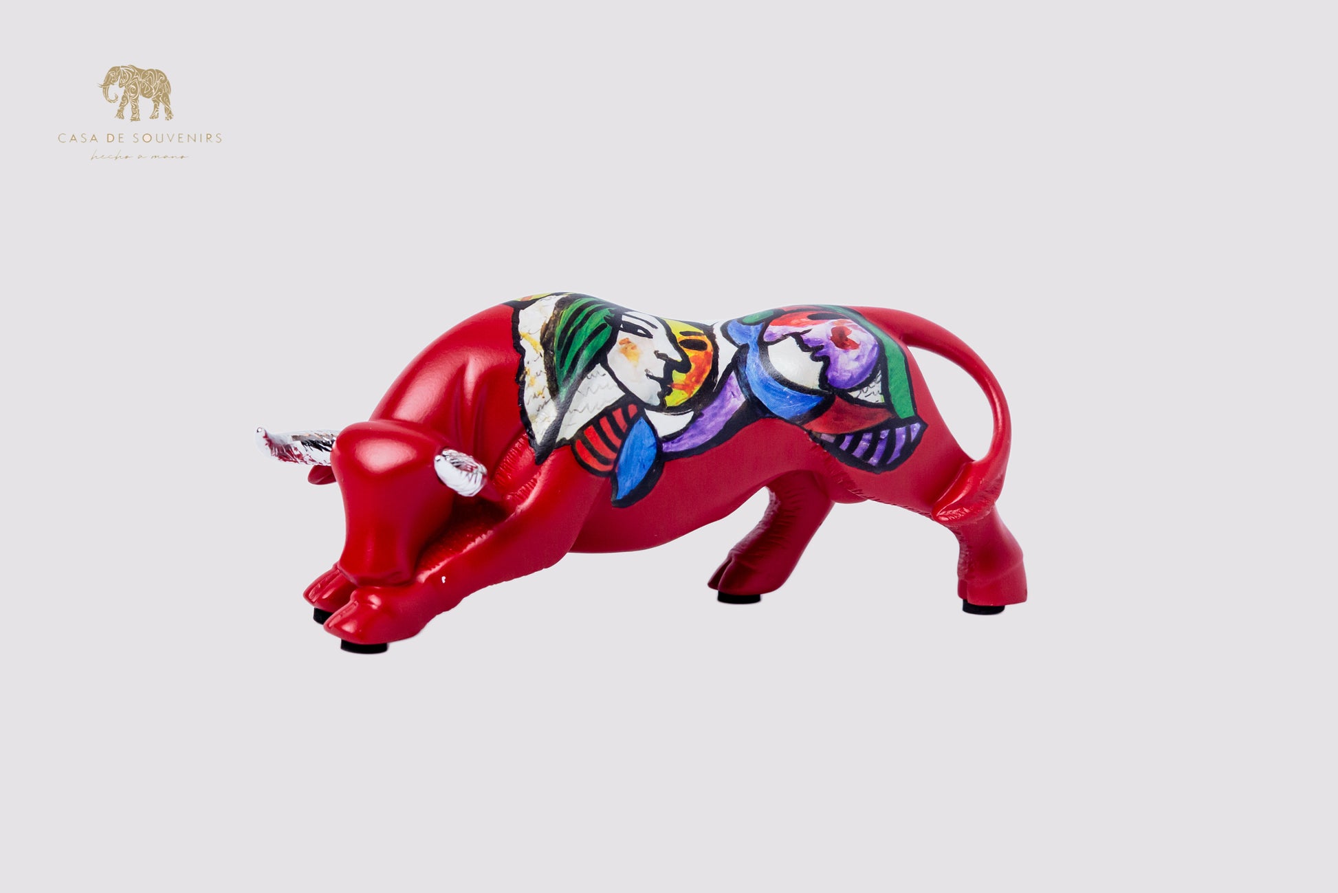 Red Handmade And Hand Painted Bull With Picasso Design One Of The Best Products In Spain 14,5 * 7 cm