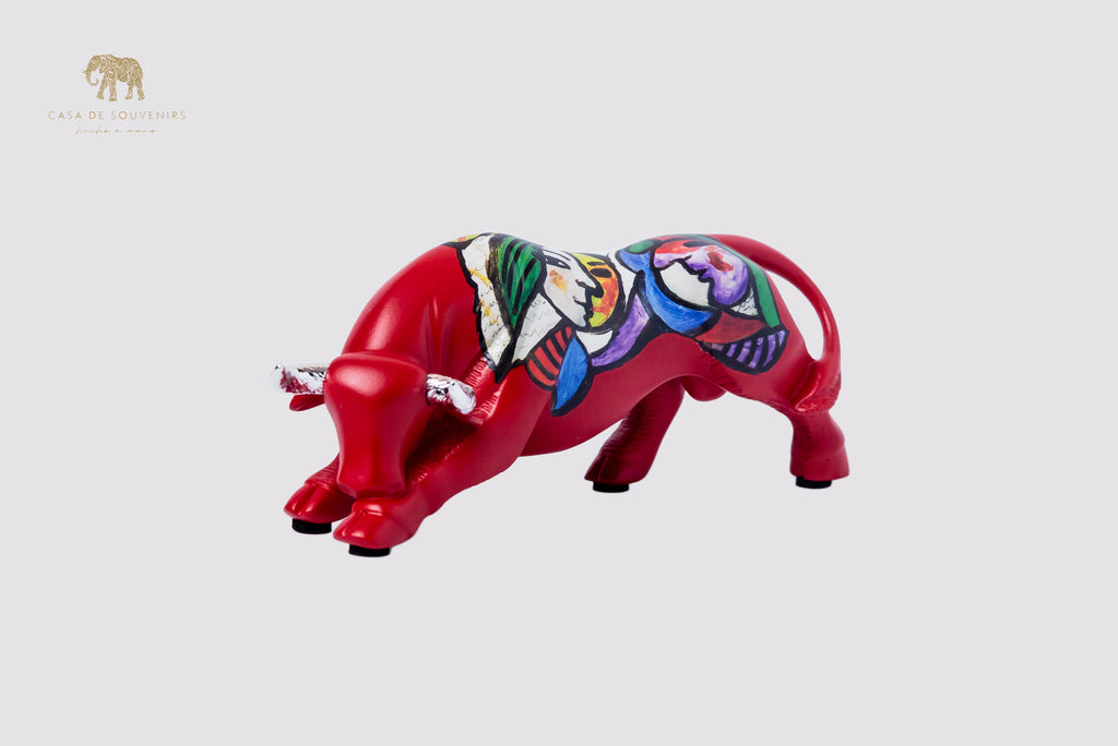 Red Handmade And Hand Painted Bull With Picasso Design One Of The Best Products In Spain 14,5 * 7 cm