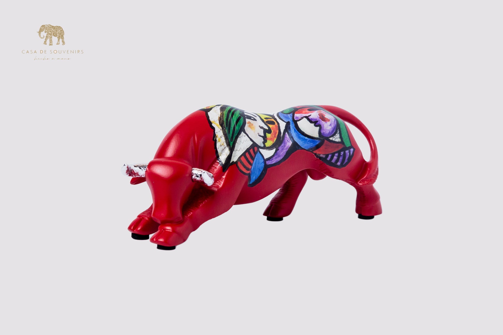 Red Handmade And Hand Painted Bull With Picasso Design One Of The Best Products In Spain 14,5 * 7 cm