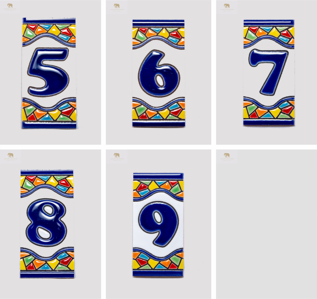Ceramic number, handmade and painted in Spain