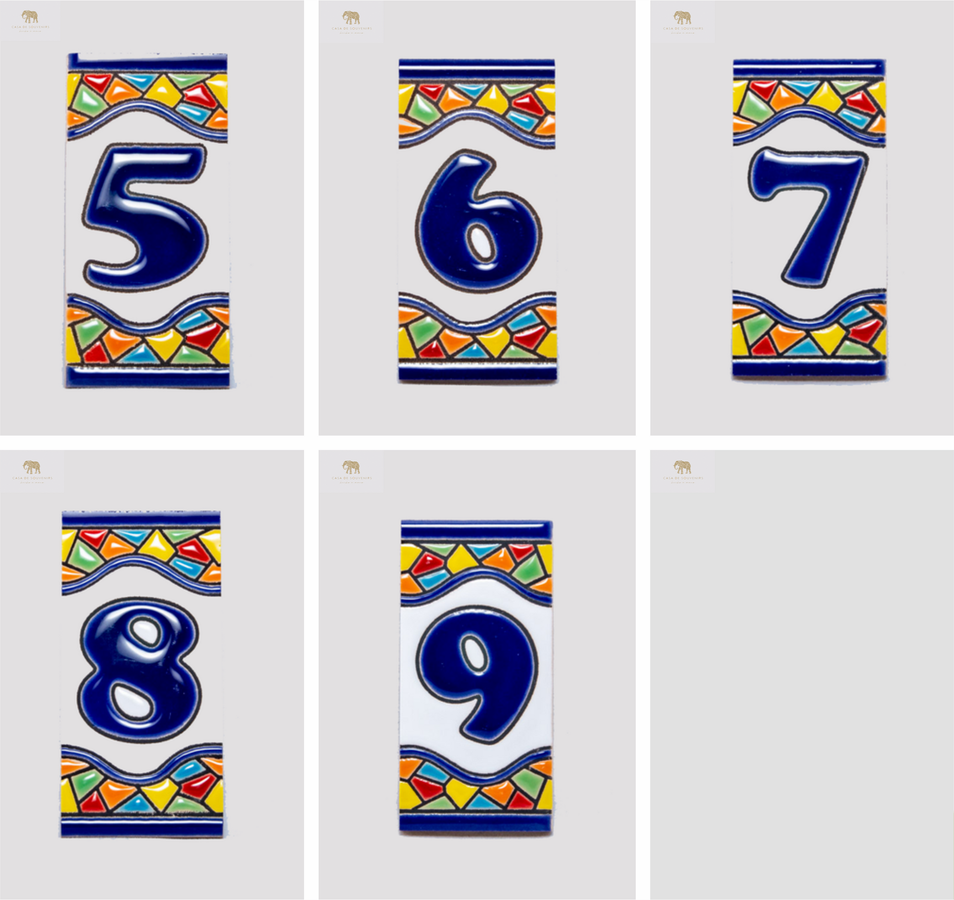 Ceramic number, handmade and painted in Spain